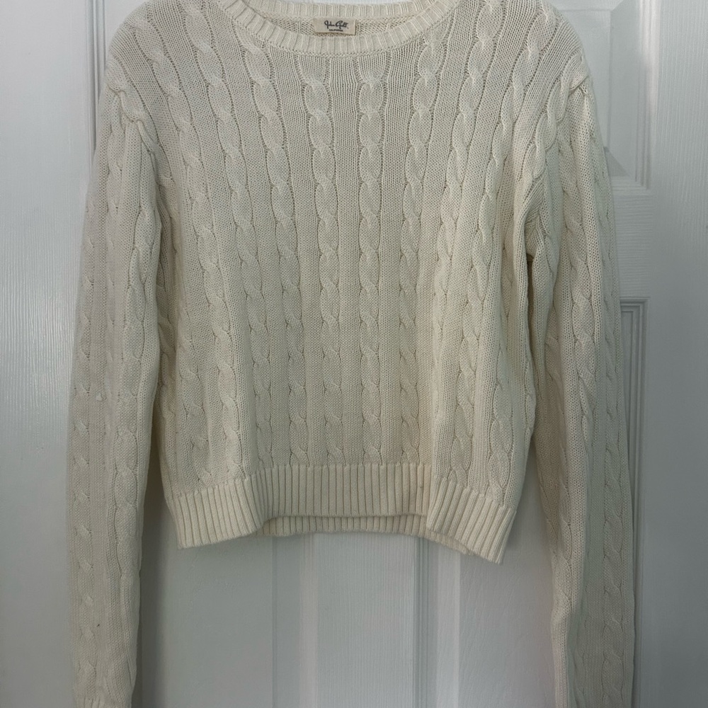 Brandy Melville Cream Cable Knit Crew Neck Sweater